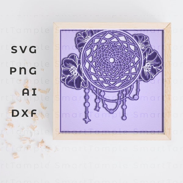 Dream Catcher Multilayer, Dream Catcher Light Box, Dream Catcher Cricut Files SVG, Layered Dream Catcher SVG, Dream Catcher Shadow box SVG