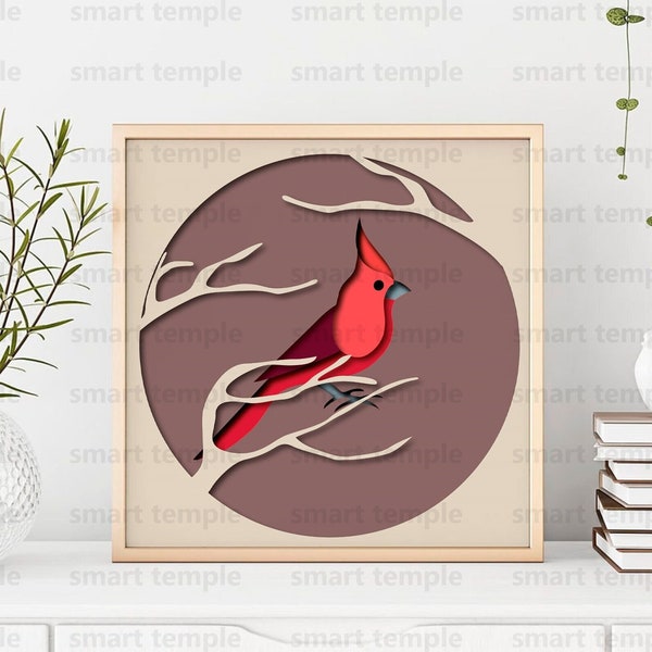 Cardinal Shadow Box SVG, Cardinal Paper Cut SVG, Memorial Cardinal Layered SVG, Cardinal Light Box Svg, Shadow Box Svg Cut Files