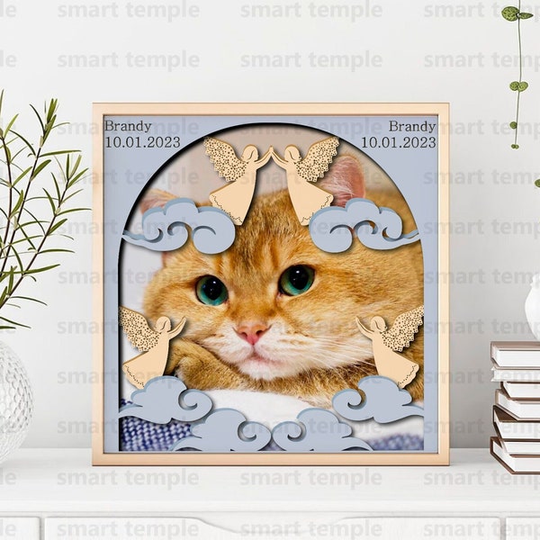 Cat Memorial Shadow Box SVG, 3D Cat Memorial Svg, Customizable Shadow Box Svg, Cricut Cut Files Svg, GlowForge Cut Files Svg Cat Memorial Shadow Box SVG, 3D Cat Memorial Svg, Customizable Shadow Box Svg, Cricut Cut Files Svg, GlowForge Cut Files Svg