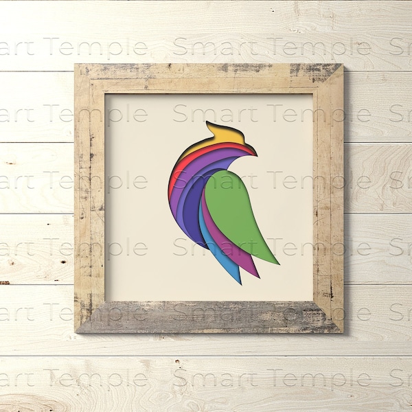 Parrot Shadow Box Svg, Parrot Layered, 3d Parrot Svg, Layered 3D Svg, Bird Shadow Box Svg, Layered Bird Svg, 3D Birds For Wall, 3D bird Svg