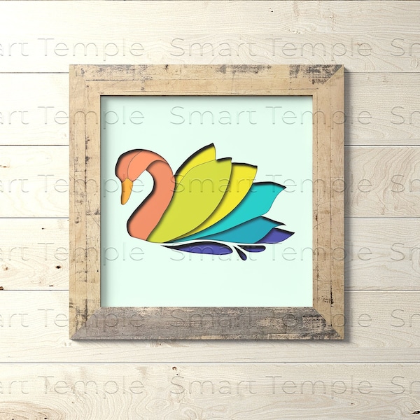 Swan Layered Svg, Swan Shadow Box Svg, 3D Swan Svg, Lake Bird Shadow Box, 3D Paper Cut Shadow Box Template, Shadow Box Paper Cut