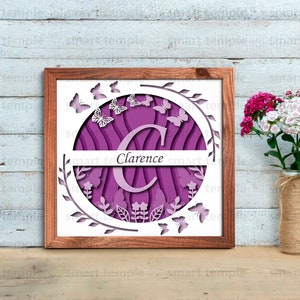 Monogramme 3D Shadow Box Svg, Svg Alphabet de A à Z, Svg monogramme bébé, Noël monogramme Svg, monogramme Alphabet Svg