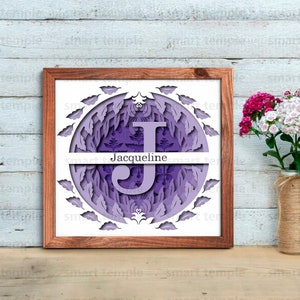 Monogramm Schattenbox SVG, 3D-Split-Monogramm A-Z Schattenbox SVG, 3D Namen Aufkleber, Familienschilder, Neugeborene Schattenbox, 3D Buchstaben SVG