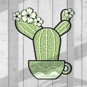 Fiore di cactus 3D in formato SVG, file di taglio laser cactus, cactus cricut in formato SVG, file di taglio di cactus, scena di cactus in formato SVG, vivaio di decalcomanie di cactus, cactus deserto in formato SVG