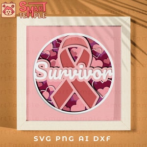 Scatola d'ombra sopravvissuta in formato SVG, nastro del cancro in formato SVG, shadowbox del cancro, cancro al seno 3D in formato SVG, cancro al seno 3D in formato SVG, guerriero del cancro in formato SVG, cancro al seno 3D in formato SVG
