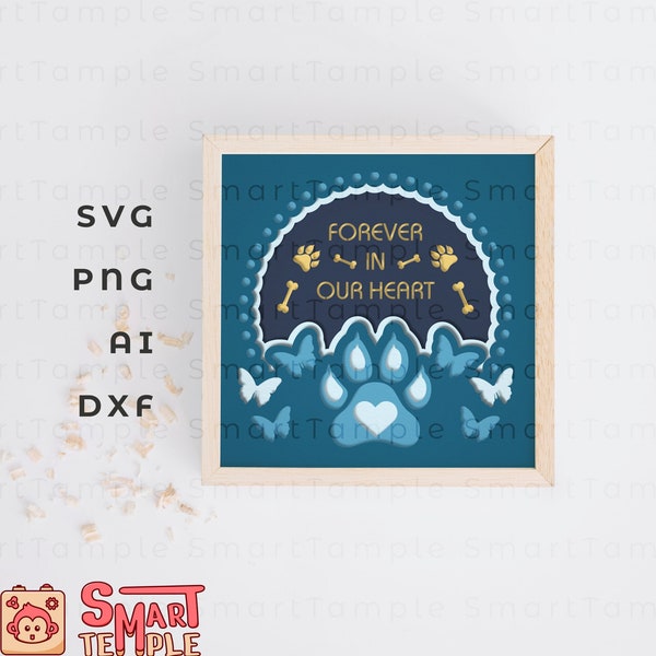Pet memorial shadow box, pet memorial svg files, pet memorial laser file, dog memorial shadow box svg, dog memorial gift wall decor