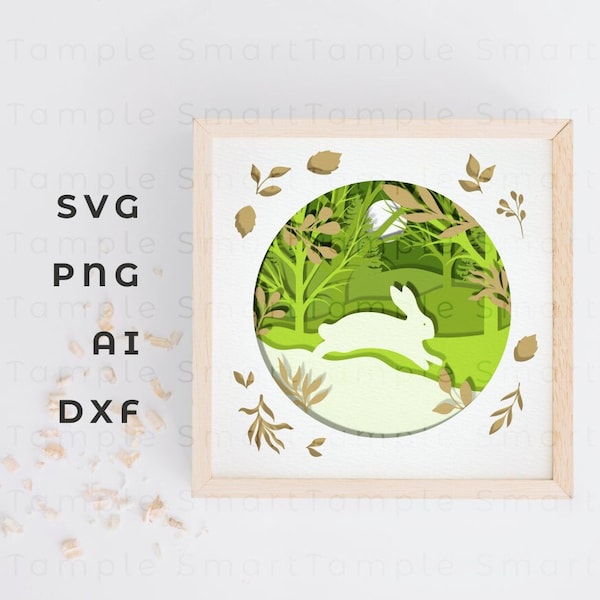 Bunny Shadow Box Svg, Bunny Layered Svg, Rabbit Shadow Box, 3D Rabbit Svg, Easter Shadow Box Svg, Easter Svg Files for Laser