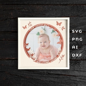 Layered Fotorahmen svg, Baby-Rahmen-Schatten-Box, 3D-Baby-Foto, Baby-Dusche-Schatten-Box svg, Schatten-Box-Rahmen, Baby-Schatten-Box svg