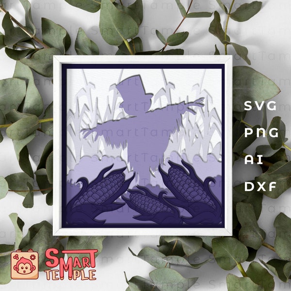 Scarecrow Shadow Box Svg, Scarecrow Layered Svg, Scarecrow Cricut Cut Files, 3D Scarecrow Svg, Scarecrow Laser Cut Files