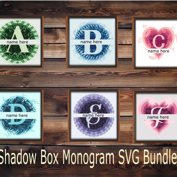 Monogram Shadow Box SVG Bundle, A-Z Shadow Box Svg, Shadow Box Svg Bundles, Name Shadow Box SVG, New Born Shadow Box, Custom Shadow Box SVG
