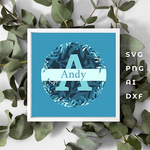 Monogramma scatola d'ombra in formato SVG, monogramma diviso 3D A-Z scatola d'ombra in formato SVG, decalcomania del nome 3D, segni di famiglia, scatola d'ombra appena nata, lettere 3D in formato SVG