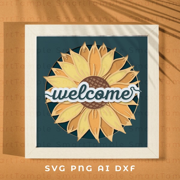 Summer flower shadow box, Welcome sunflower shadow box, Welcome sunflower sign, 3d welcome sign,layered welcome sign,layered flower svg Summer flower shadow box, Welcome sunflower shadow box, Welcome sunflower sign, 3d welcome sign,layered welcome sign,layered flower svg