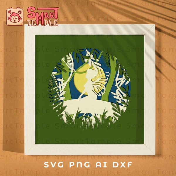 Fairy Shadow Box Svg, Fairy Cut File, Fairy Stencil, Fairy Laser Cut Files, Fairy Light Box Svg, Fairy Tale Landscape, Fairy Cricut