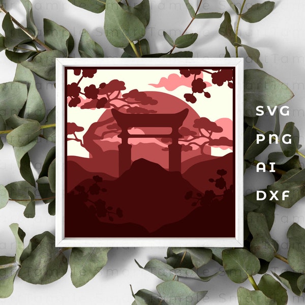 Osaka 3D layer svg, Osaka layered svg, Osaka cricut, Osaka laser cut, Japanese layered svg, Japan Shadow Box SVG, Japan Cricut, Fuji svg