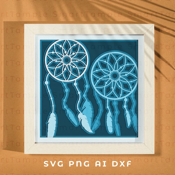 Dream Catchers Shadow Box SVG, 3D Layered Dream Catcher SVG, Boho Dream Catchers SVG, Native American Svg, Shadow Box Svg Cricut, Laser File