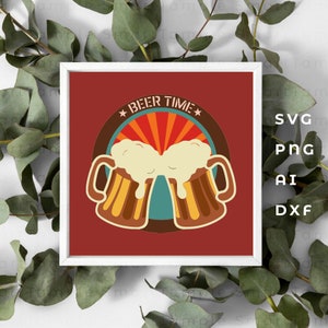Beer Shadow Box SVG, Couche 3D de bière, Vecteur de bière, Bière dxf, Bière cricut, Bière découpée au laser, Boisson 3D en couches, oktoberfest svg, tasse de bière svg