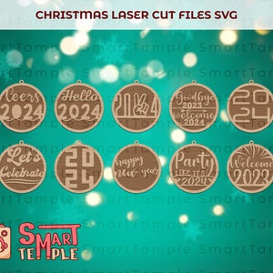 2024 Nouvel An SVG, 2024 Laser Cut, 2024 SVG Bundle, 2024 Ornement de Noël, Nouvel An 2024 SVG, Noël 2024 SVG, Arbre de Noël Arcs SVG