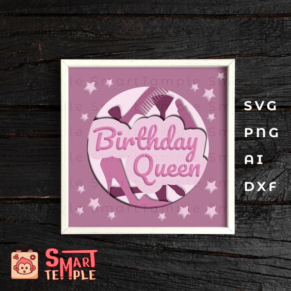 Birthday shadow box svg, Birthday queen svg, Birthday layered svg, Birthday paper cut, 3D birthday svg, Birthday light box svg, Birthday dxf Birthday shadow box svg, Birthday queen svg, Birthday layered svg, Birthday paper cut, 3D birthday svg, Birthday light box svg, Birthday dxf