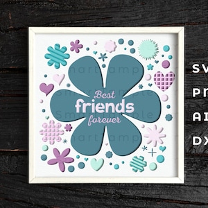 Beste Freunde für immer Schattenbox SVG, beste Freunde für immer SVG-Design, Freundschaft Karton, mehrschichtige Freunde SVG, Papierschnitt Schattenbox SVG