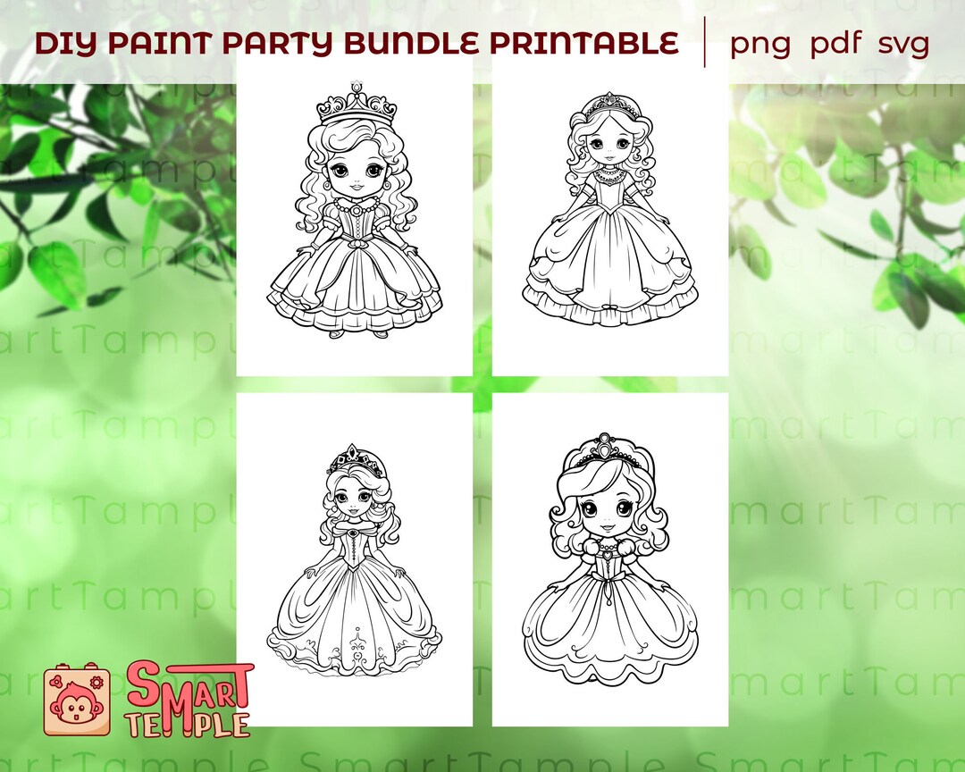 Princess Painting Party Printable Canvas Art for Paint Party - Etsy