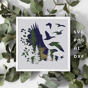Forrest layered wood wall art, forrest layered svg, nature layered svg, Nature multilayer, Nature 3d layer, Nature cricut, Nature stencil