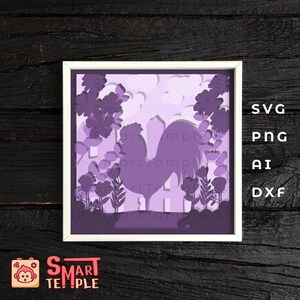 Farm Shadow Box Svg, Rooster Svg Layered, 3d Rooster Svg, Arquivos Svg de Frango, Layered Farm Life Svg, Animal Shadow Box SVG