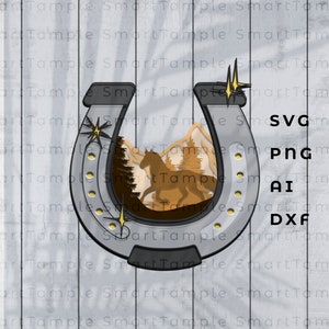 Boîte d’ombre en fer à cheval, découpe de papier en fer à cheval, découpe laser en fer à cheval, boîte à lumière en fer à cheval, cricut en fer à cheval, découpe laser en fer à cheval, fer à cheval dxf
