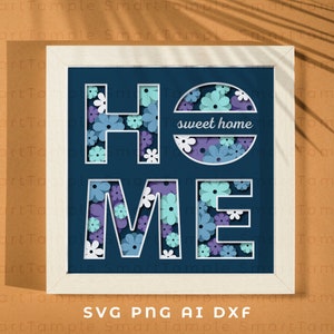 Home Layered SVG, 3D Home Frame SVG, 3D Home Shadow Box, Home Cricut, Home Laser Cut, Home 3D Layer SVG, Home Cut Dateien, 3D Housewarming