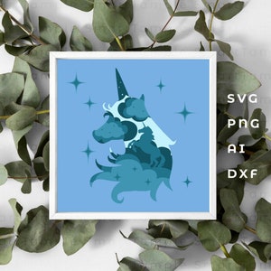 Unicorn shadow box svg, unicorn svg paper, 3d unicorn svg, unicorn laser cut file, cricut shadow box mothers day, baby shower shadow box svg