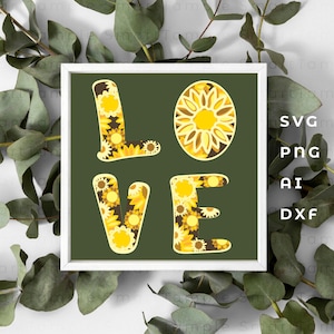 Liebe Sonnenblume Schattenbox, Liebe Sonnenblume svg, Liebe Schattenbox svg, Sonnenblume Schattenbox svg, Sonnenblume überlagert svg, Sonnenblume 3d shadowbox