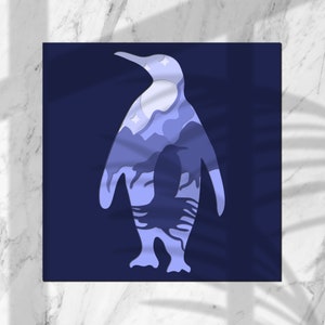 Caja de sombra de pingüino svg, 3d pingüino svg, pingüino papercraft, archivo de corte de pingüino, pingüino dxf, CAJA DE SOMBRA DE NAVIDAD, Silueta de pingüino