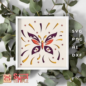 Butterfly Shadow Box Svg, Floral Butterfly Svg, Butterfly 3D Svg, Layered Butterfly Svg, Multilayer Laser Cut File, Files for Cricut