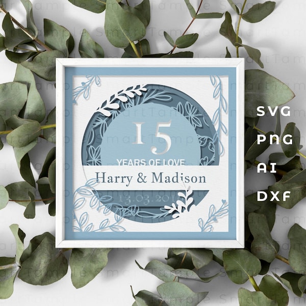 Shadow box anniversary, layered anniversary, family shadowbox svg, family day svg, 3d family svg, couple shadow box svg, name and date svg