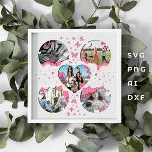 Familienfoto-Collage Schattenbox svg, Familienfoto-Collagerahmen, Foto-Schattenbox, Schattenbox-Fotorahmen, Foto-Collage-Vorlage