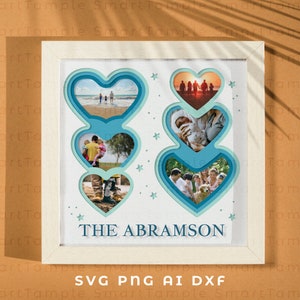 Familie Shadow Box svg, Familienrahmen geschichtet, Fotorahmen geschichtet, 3D Rahmen svg, 3d gerahmte Wandkunst, Baby Photo Frame svg