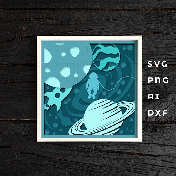 Space walk shadow box, space shadow box, Space 3d layered svg, 3d layered paper art, galactic shadow box, galaxy shadow box, galaxy paper