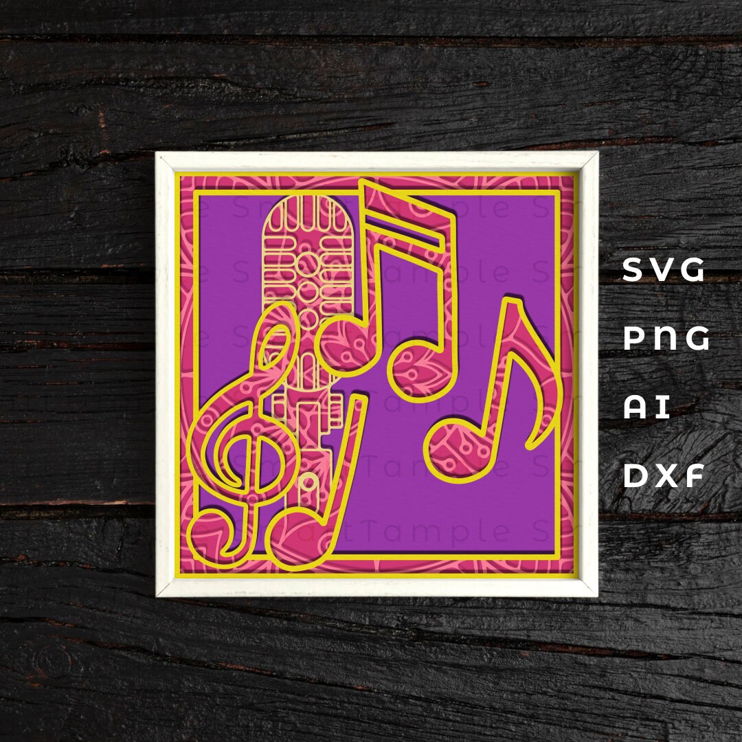 Music Shadowbox Svg Music Paper Craft Notes Shadow Box Music Laser 
