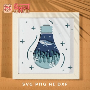 Whale Shadow Box Svg, Whale Svg Layered, Whale Multilayer, Underwater Shadow Box Svg, Orca Shadow Box, Sea Animal Svg