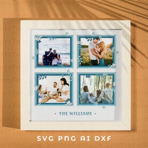 Familie Shadow Box svg, Familienrahmen geschichtet, Fotorahmen geschichtet, 3D Rahmen svg, 3d gerahmte Wandkunst, Baby Photo Frame svg