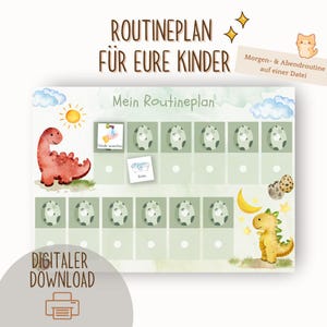 Routineplan für Kinder⎟Morgen- & Abendroutine⎟Digitales Produkt⎟Montessori⎟Dino⎟Dinosaurier