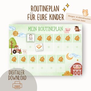 Routineplan für Kinder⎟Morgen- & Abendroutine⎟Digitales Produkt⎟Montessori⎟Farmer⎟Bauernhof