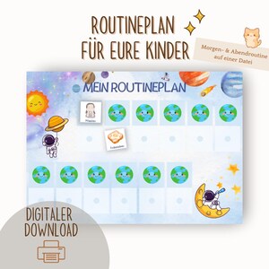 Routineplan für Kinder⎟Morgen- & Abendroutine⎟Digitales Produkt⎟Montessori⎟Weltall
