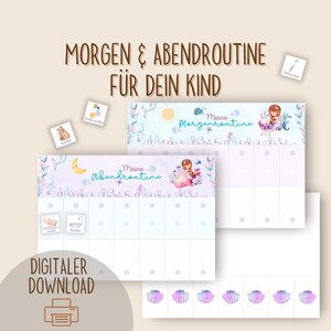 Morgen & Abendroutine für Kinder⎟Digitales Produkt⎟Montessori⎟Mermaid⎟Meerjungfrau