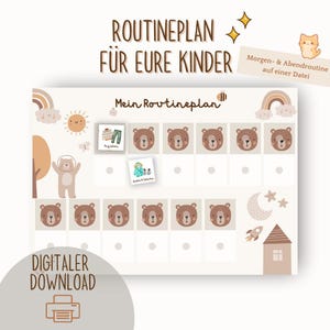 Routineplan für Kinder⎟Morgen- & Abendroutine⎟Digitales Produkt⎟Montessori⎟Boho⎟Teddy