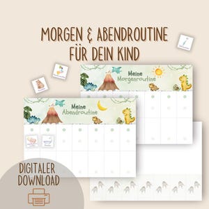 Morgen & Abendroutine für Kinder⎟Digitales Produkt⎟Montessori⎟Dino