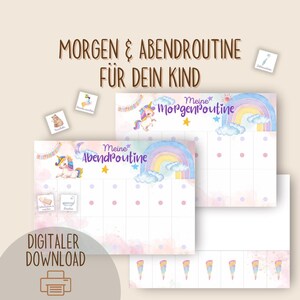 Morgen & Abendroutine für Kinder⎟Digitales Produkt⎟Montessori⎟Unicorn⎟Einhorn