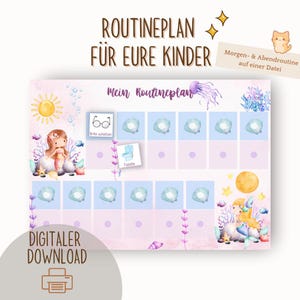Routineplan für Kinder⎟Morgen- & Abendroutine⎟Digitales Produkt⎟Montessori⎟Mermaid⎟Meerjungfrau