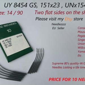 UY 8454 GS ,151x23 ,UNx154 ,SY 1435 mm:90/14/036 Overlocking Consew 296 , Singer 246 Merrow 70 Union 39500 Gebogen Nähmaschinennadeln