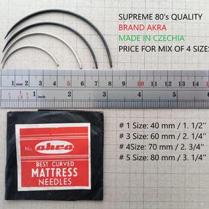 AKRA Curved Sewing Needles: Leather, Upholstery, Wig Making - Made in Czechia
