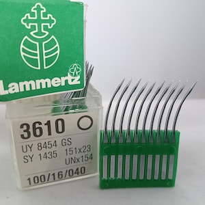 UY 8454 GS,151x23, UNx154,SY 1435 ,Overlock Singer 246,Merrow 70,Consew 296,Union39500 Gebogen Nähmaschinennadeln Lammertz Germany